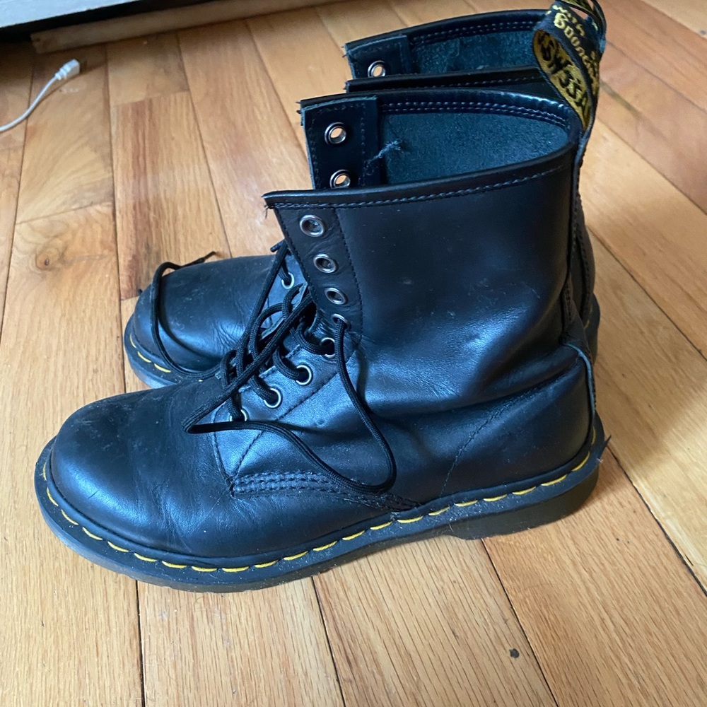 Dr. Martens Black Leather Combat Boots